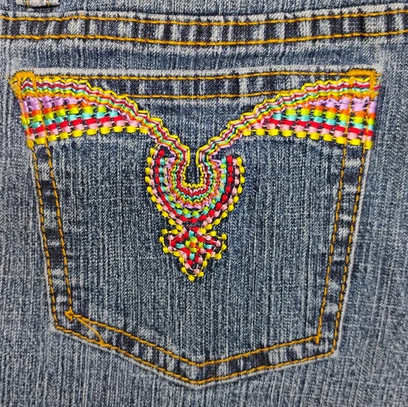 Vintage Girls Jordache Capris Sz 12 Denim Embroidery Knee Highs Stretch - Picture 6 of 12